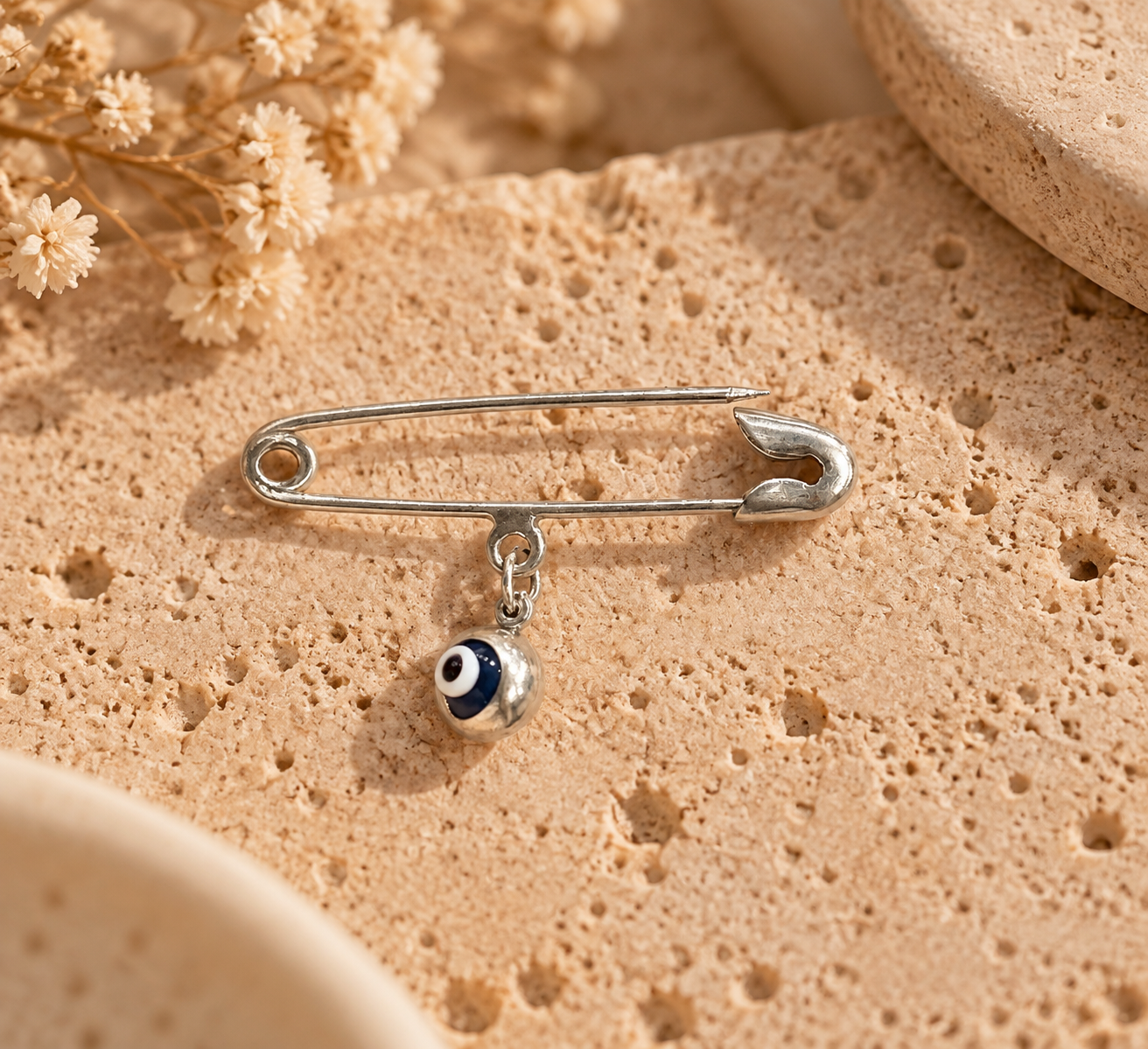 Gold-Plated Evil Eye Brooch | Elegant Evil Eye Clothing Pin