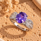 925 Sterling Silver Purple Gemstone Ring for Women | Elegant Amethyst Style Silver Ring