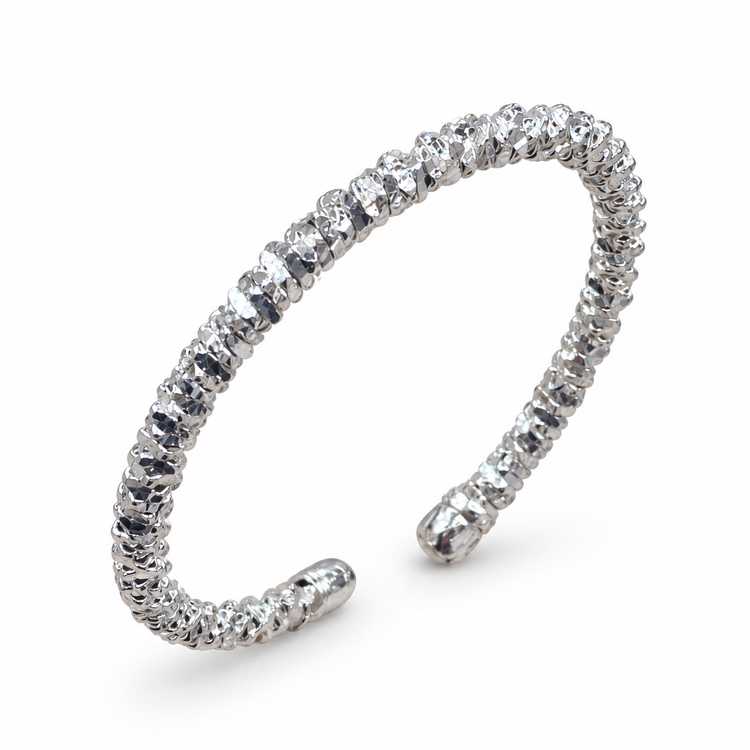 Textured Open Bangle Bracelet for Women – Gold & Silver
