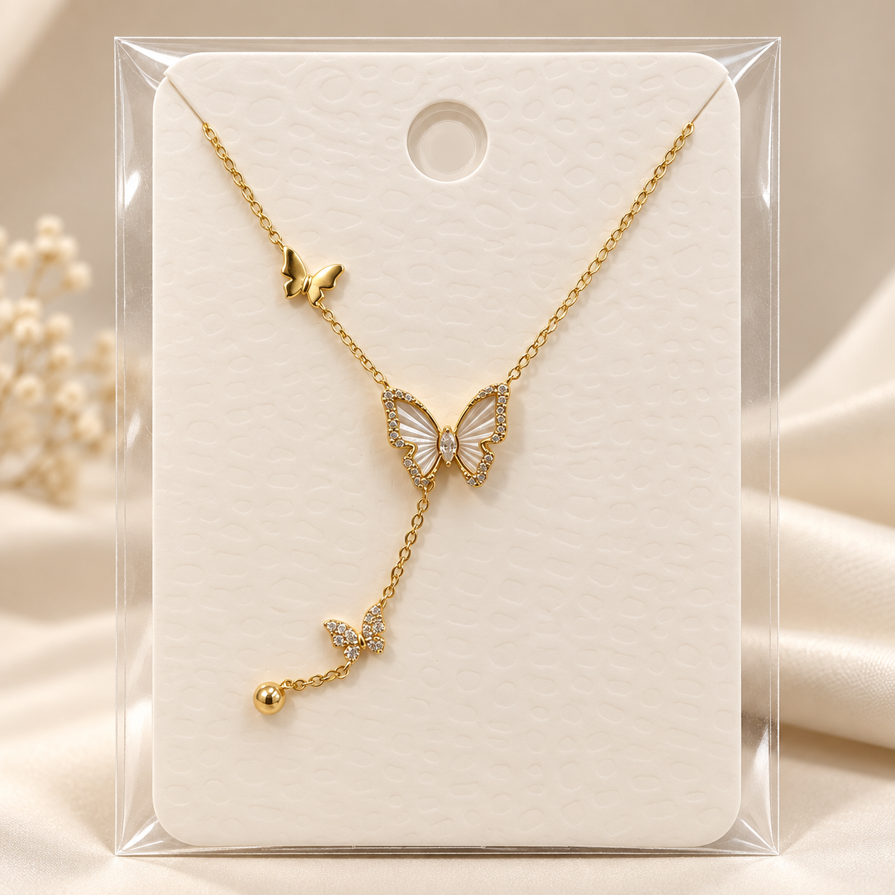Gold Plated Silver Butterfly Necklace for Women