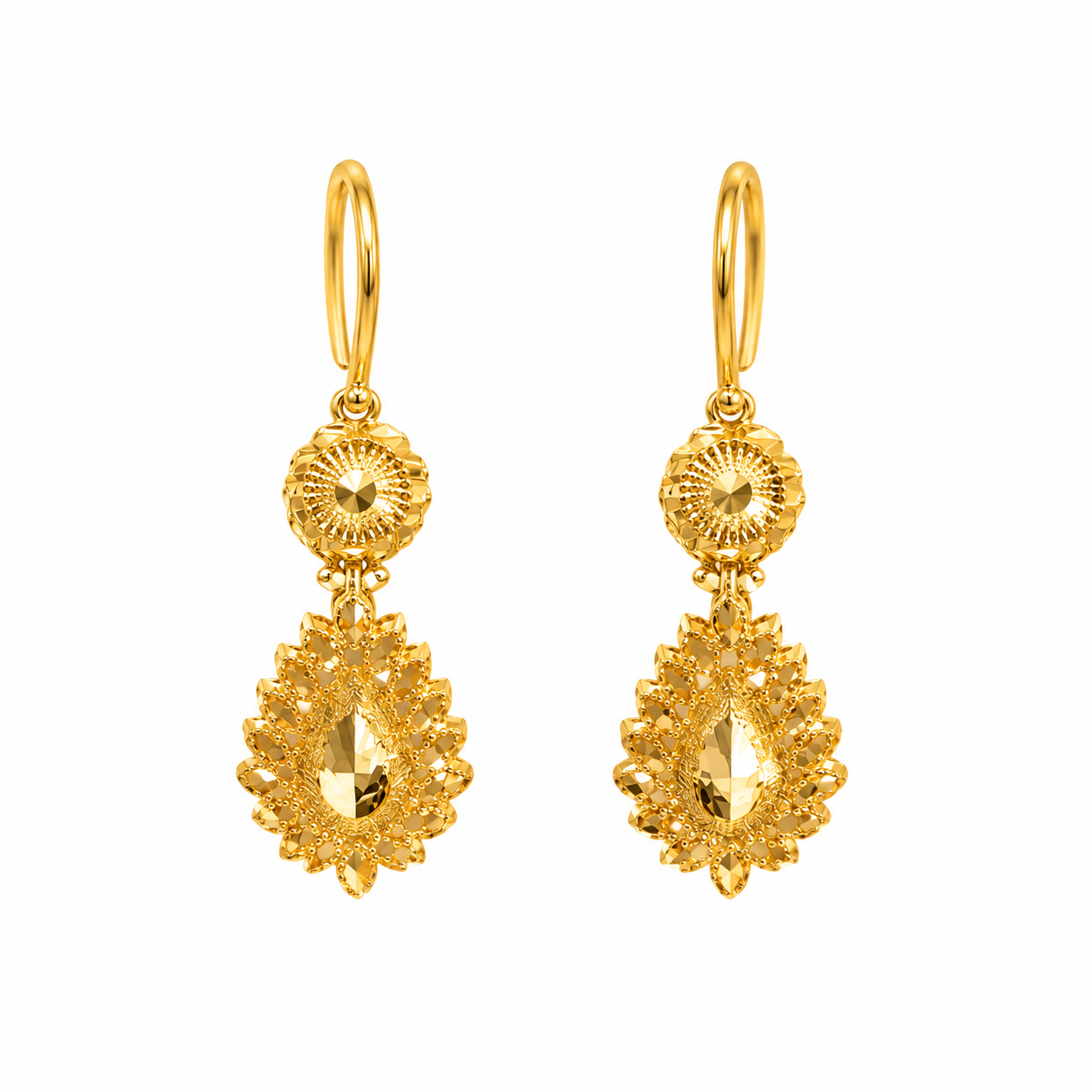 Gold Plated Silver Teardrop Drop Earrings for Women – Elegant Dangle Earrings