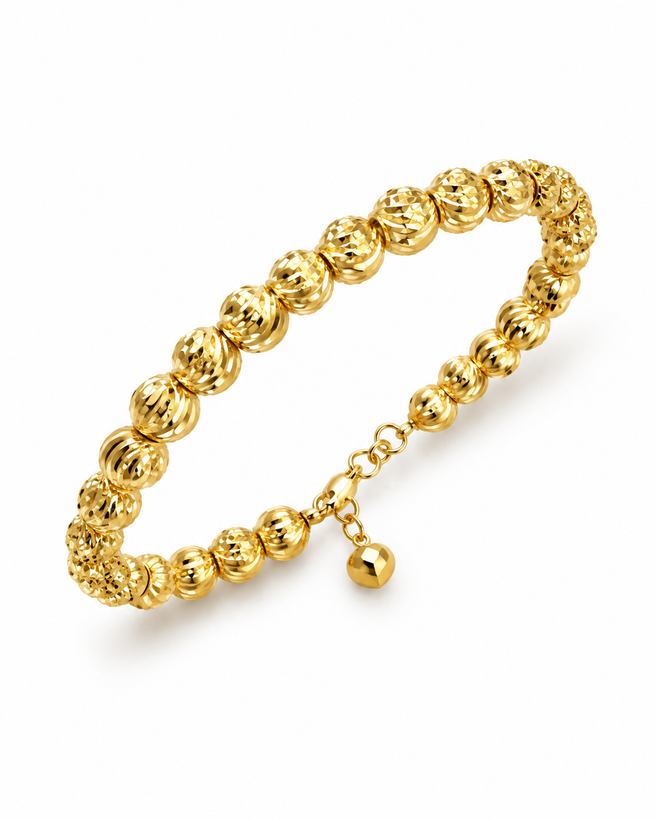 Women’s Textured Beaded Bracelet – Gold & Silver Color