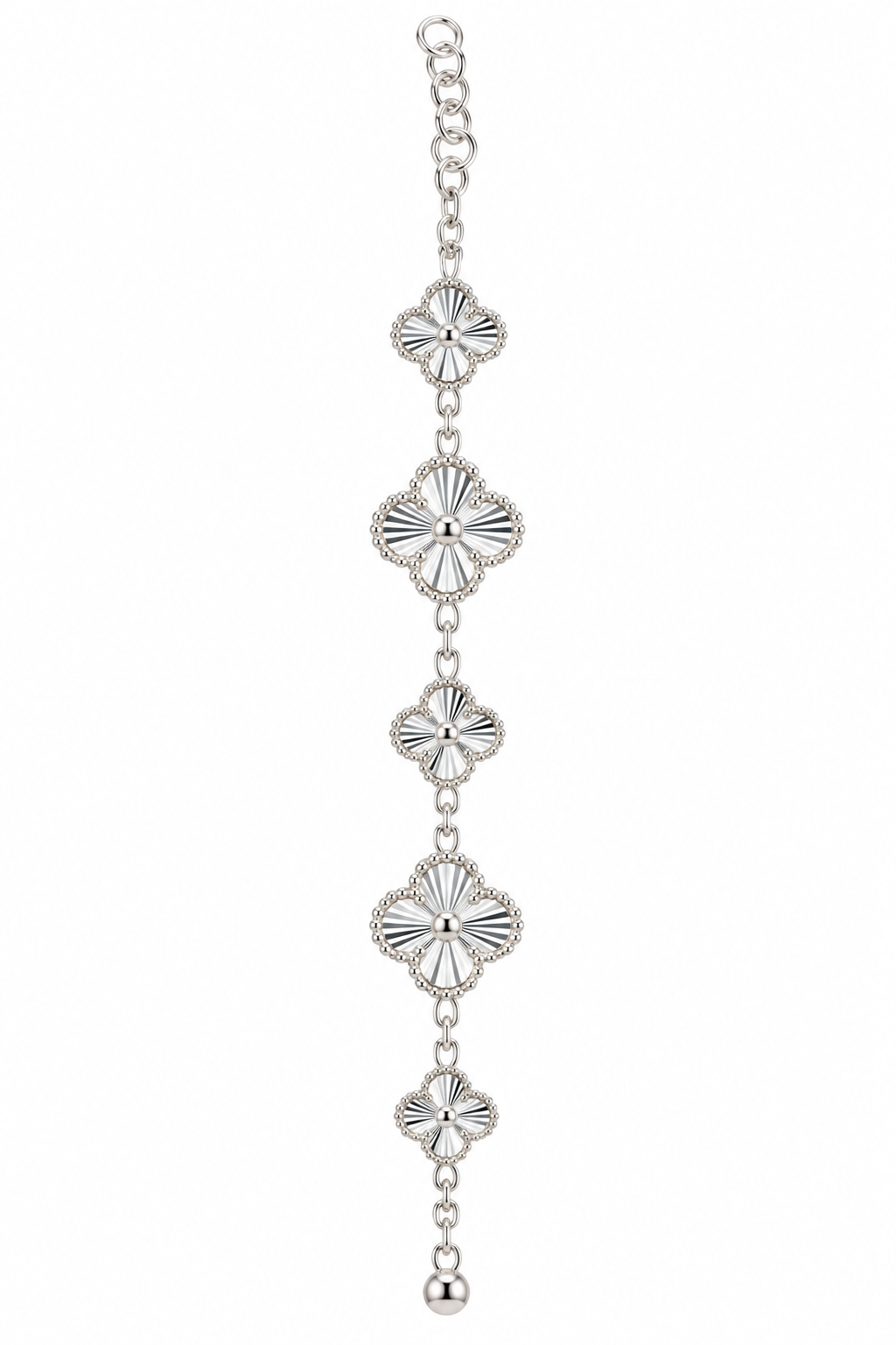 Women’s Silver Van Cleef Four Leaf Clover Cut Bracelet