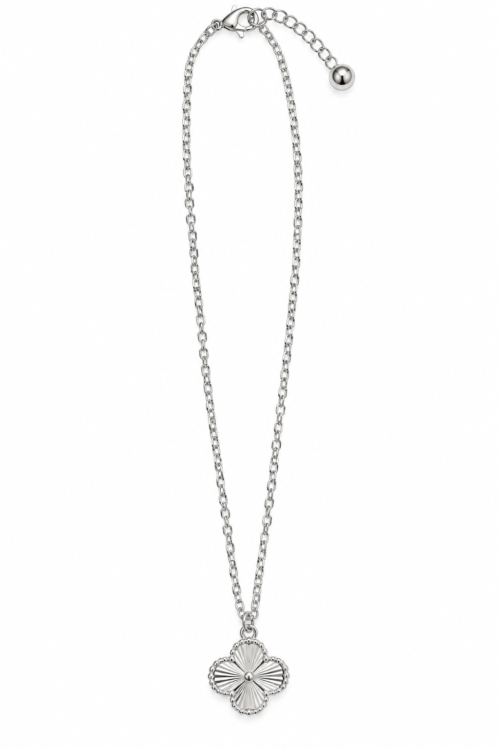Women’s Silver Four Leaf Clover Pendant Necklace with Chain