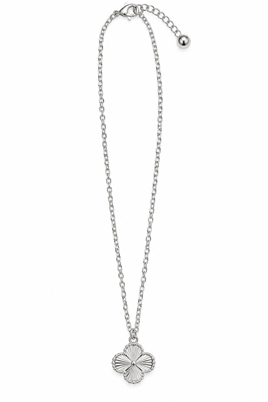 Women’s Silver Four Leaf Clover Pendant Necklace with Chain