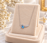 Blue Crystal Star Pendant Necklace for Women