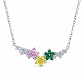 Colorful Three Flower Crystal Necklace for Women