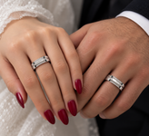 حلقه ست نقره ۹۲۵ عیار ازدواج نگیندار مدل کلاسیک مدرن