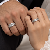 حلقه ست نقره ۹۲۵ عیار ازدواج نگیندار مدل هندسی