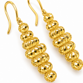 Yellow Gold Plated Sterling Silver Long Dangle Bead Earrings