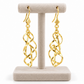 Yellow Gold Plated Silver Twisted Dangle Earrings